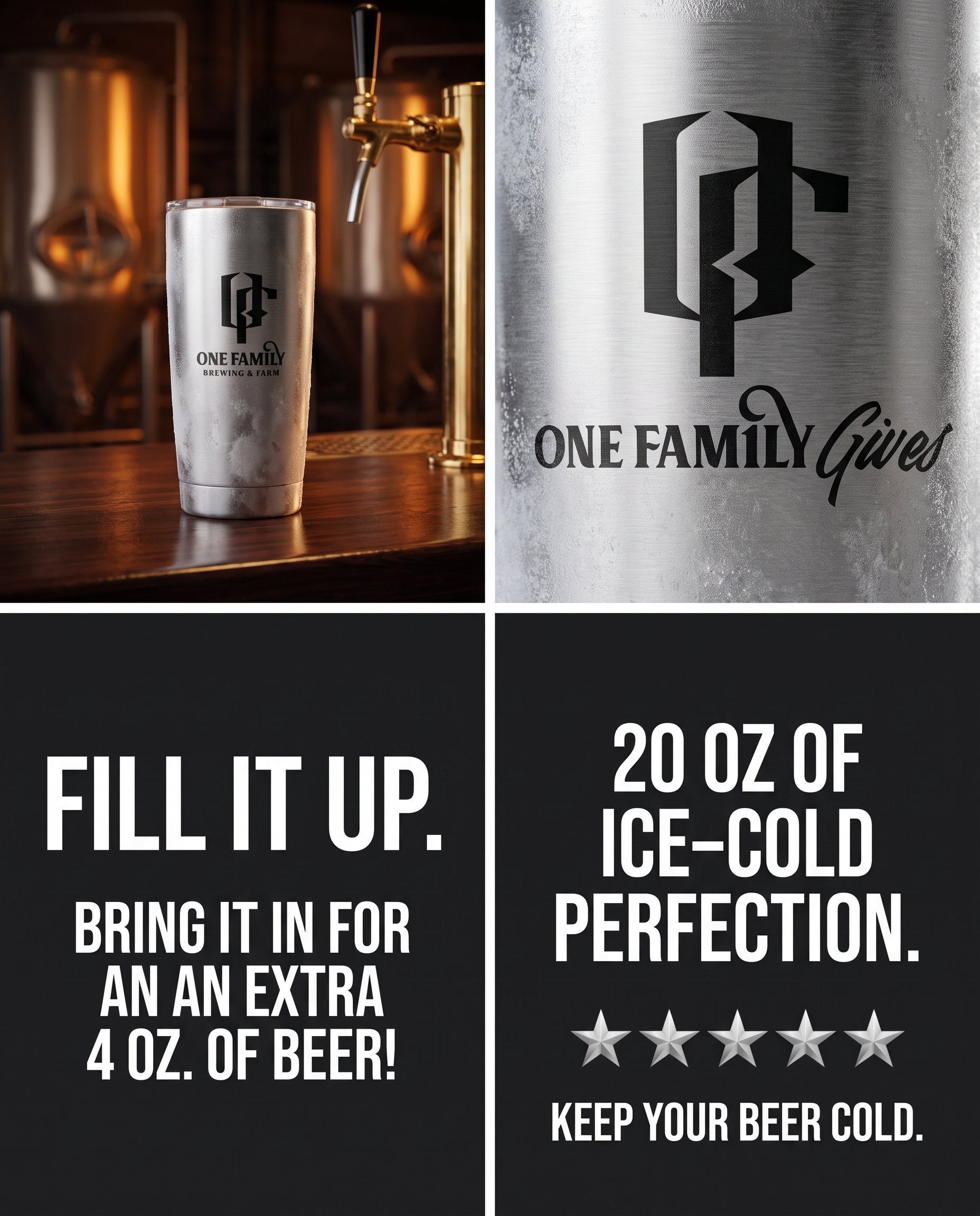20 oz. One Family Brewing & One Family Gives Tumbler!