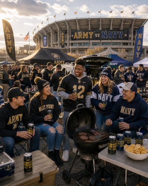 Army Navy Lager at an Army Navy tailgate